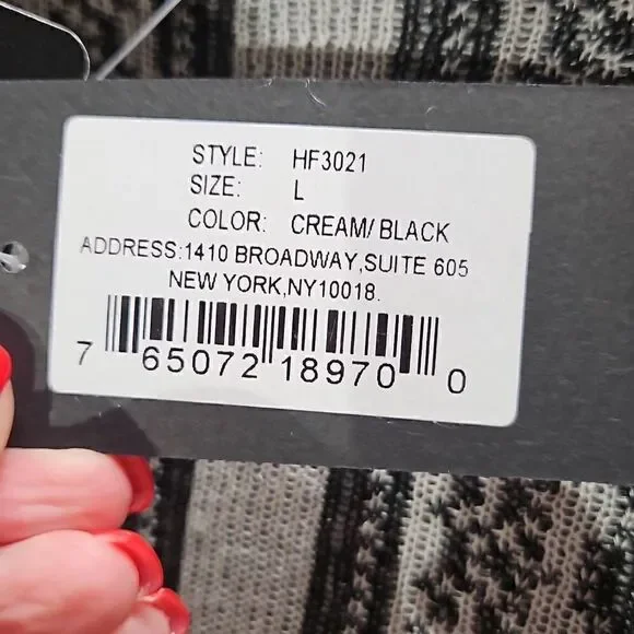 Colour Works Long Sleeve Duster Cardigan Sweater Cream Black Large - Picture 6 of 8